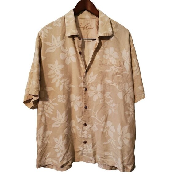 TOMMY Bahama 100% Silk Hawaiian Island Button Down Short Sleeve Shirt Size XL - Picture 2 of 4